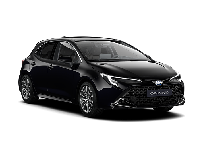 Schwarzer Toyota Corolla mit LED-Scheinwerfern und Leichtmetallfelgen