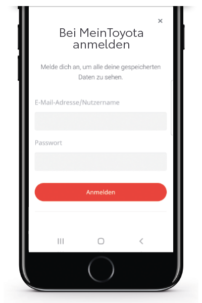 MYT APP Anmeldebildschirm auf dem Smartphone