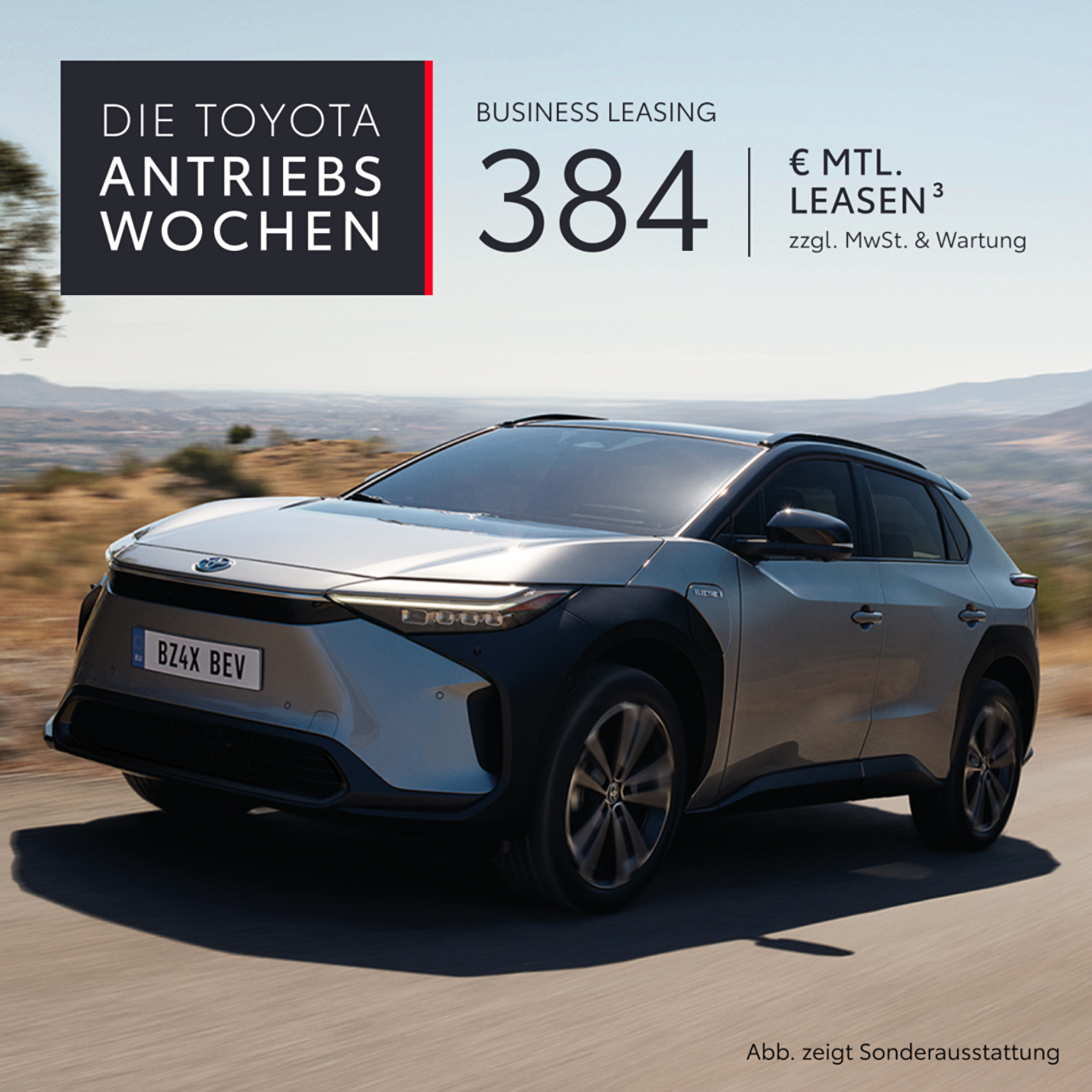 Elektrischer SUV fährt eine Straße entlang