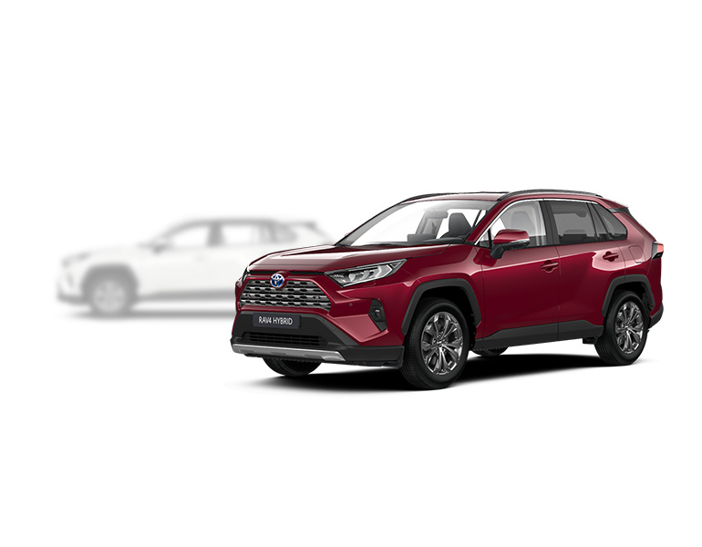 Blauer Toyota Yaris in seitlicher Sicht, im Hintergrund ist ein verblasster heller Yaris zu erkennen