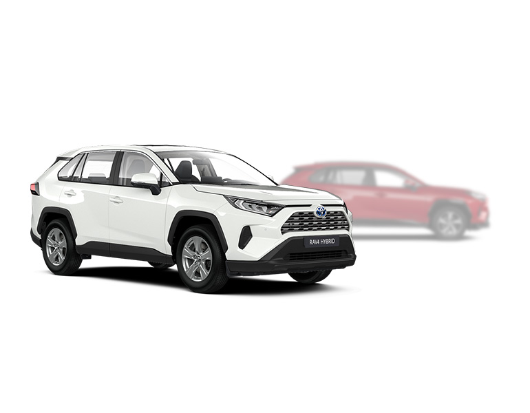 Weißer Toyota Yaris in seitlicher Sicht, im Hintergrund ist ein verblasster dunklerer Yaris zu erkennen