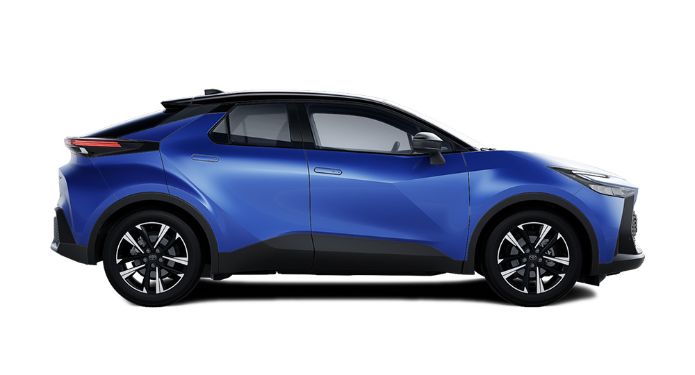 Toyota C-HR steht seitlich auf transparentem Hintergrund