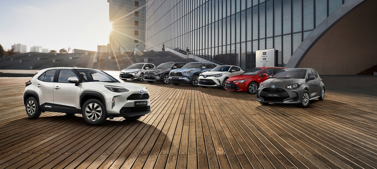 6 Toyota Fahrzeuge im Sonnenlicht
