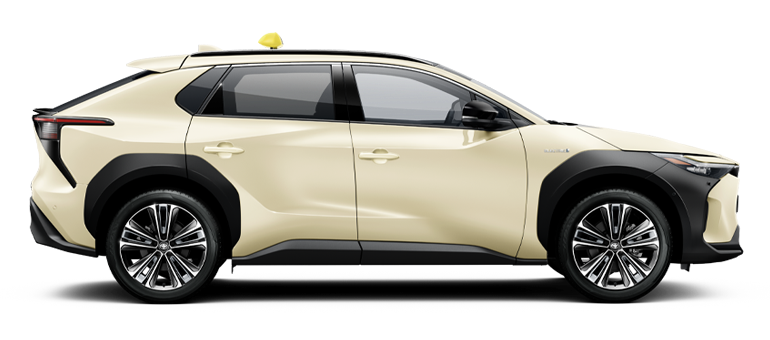 Seitenansicht eines Taxis mit elektrischem Antrieb