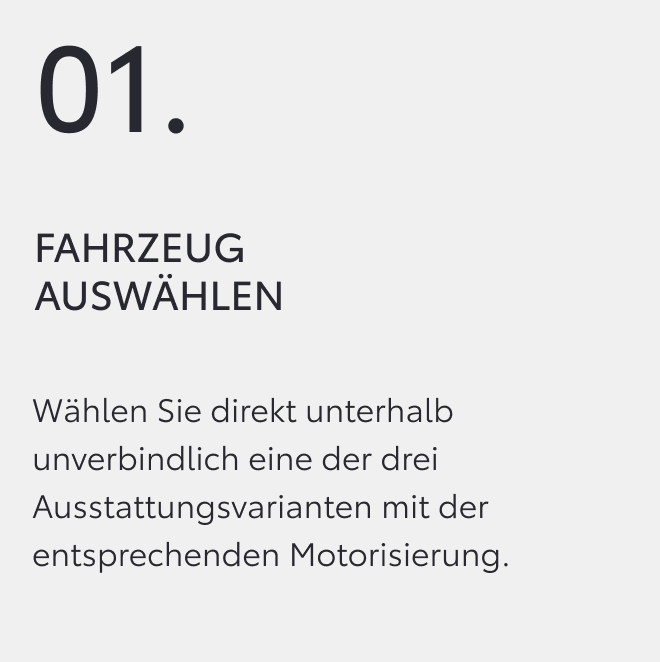 Fahrzeug vorab konfigurieren. 