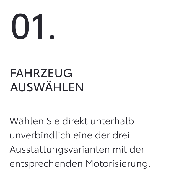 Fahrzeug vorab konfigurieren. 