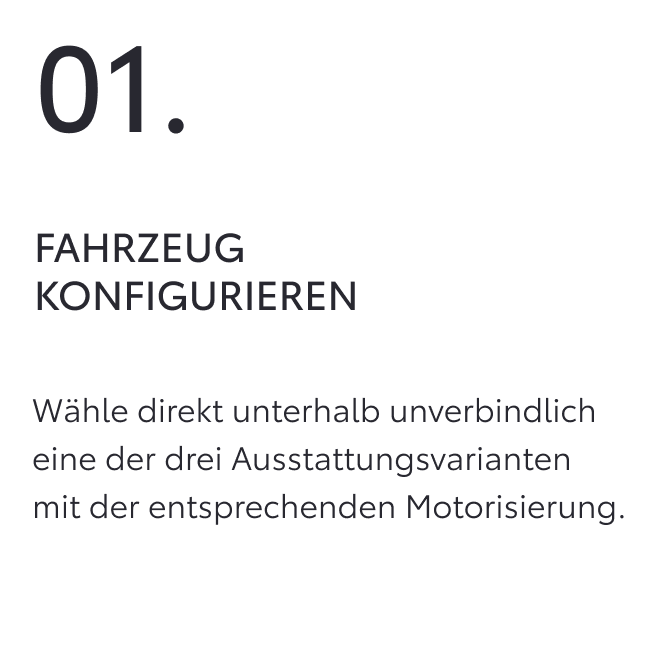 Fahrzeug vorab konfigurieren. 