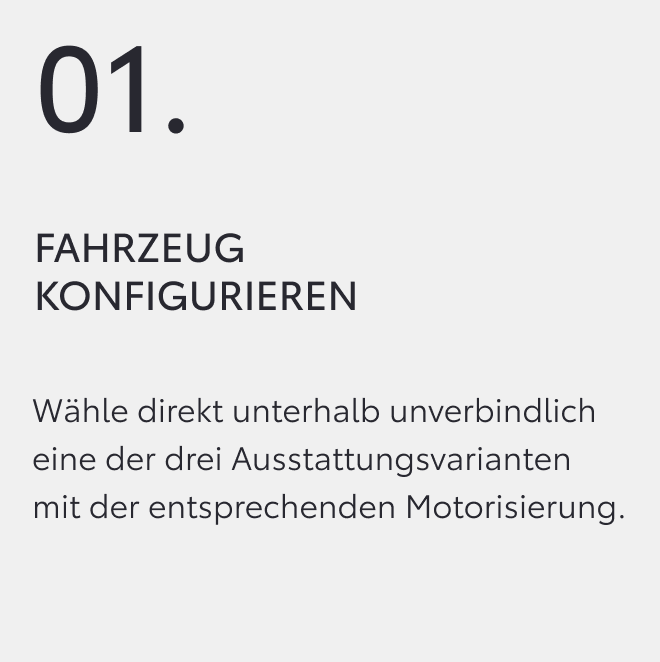 Fahrzeug vorab konfigurieren. 