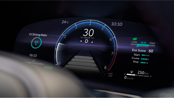 Modernes Tachometer zeigt 30 km/h und weitere Informationen