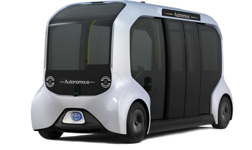 E Palette Konzeptfahrzeug, ein autonomes Fahrzeug, das einem Bus ähnelt