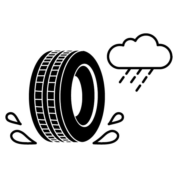 Nasshaftung Illustration: Reifen neben einer Regenwolke